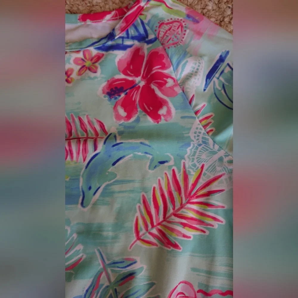 The Children's Place tropical print Long Sleeve Rash Guard TOP only sz 7/8